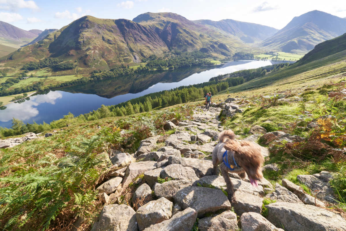 Lake District Weather, looking down onto a lake surrounded by the peaks of the Lake District